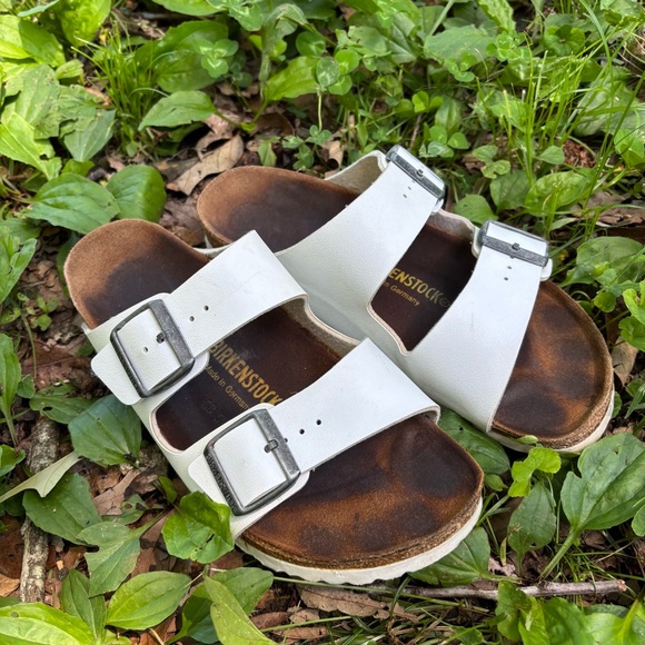 Birkenstock Arizona White Sandals with Buckles